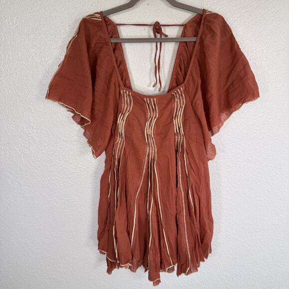 Free People Joelle Tunic Womens XS Boho Babydoll Mini Dress Flutter Festival New - Picture 1 of 12